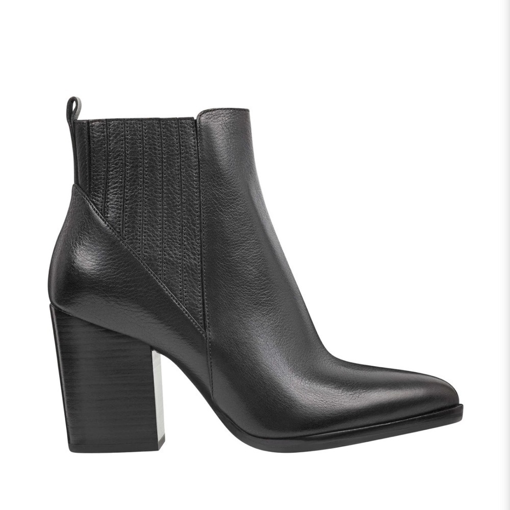 Marc Fisher Alva Black Leather Pointed Toe Ankle Pull On Booties Size 10 Women’s